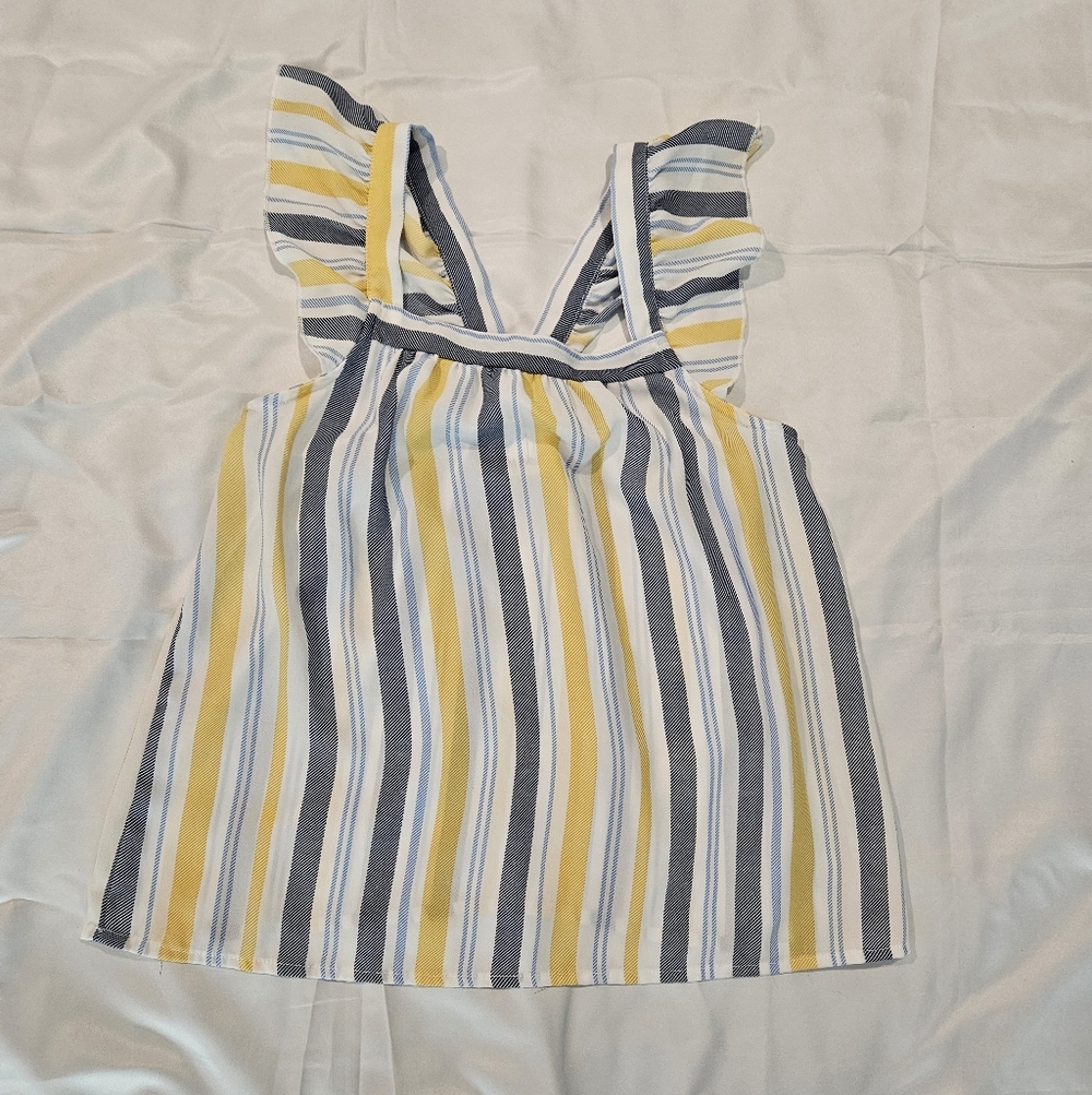 Striped Ruffle Sleeve Top